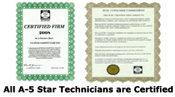 A5 Star Carpet Care Certified Technicians